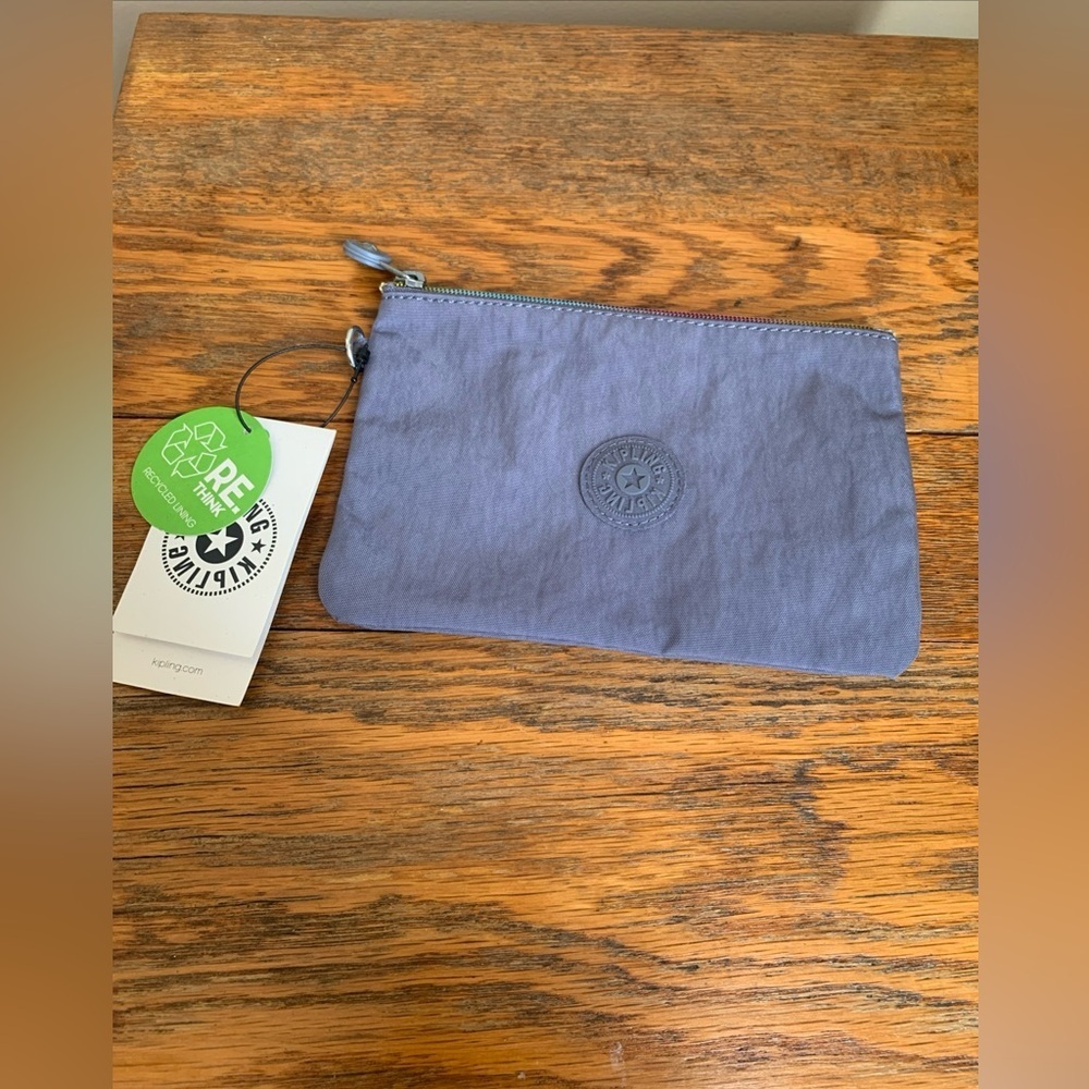 Kipling Blue Creativity Pouch Metallic Zipper NWT
8”x5”